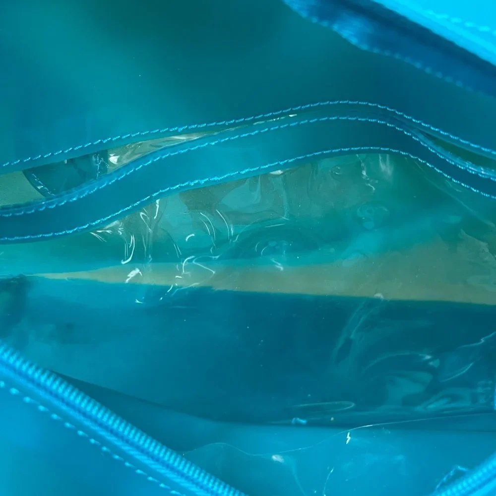 Jelly Tote Blue Green Transparent Purse With Lock and Keys - Picture 6 of 11